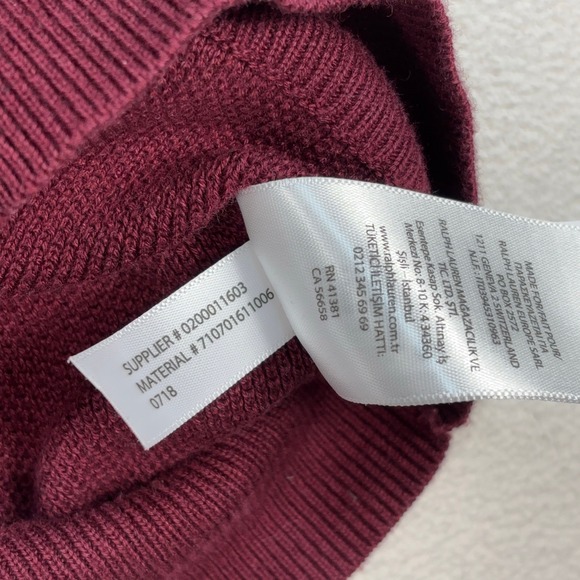 Polo Ralph Lauren 1/4 Zip Men's S Burgundy Pima Cotton Pony Knit Sweater - Picture 15 of 16